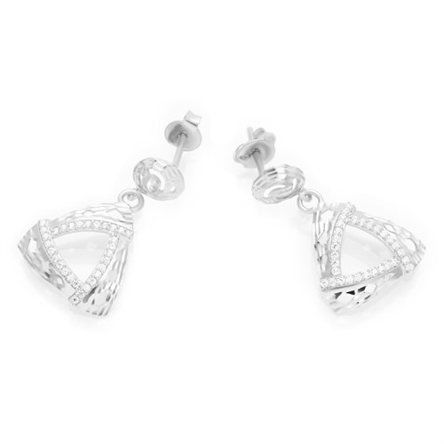 Bông Tai Bạc Nữ Đính Đá Mạ Vàng Trắng AvaJi AVJ.E000098.00 Màu Bạc