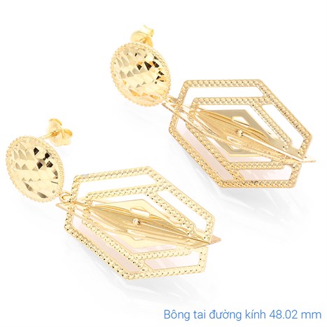 Bông Tai Bạc Nữ Đính Đá Mạ Vàng 18K AvaJi AVJ.E000100.00 Màu Vàng