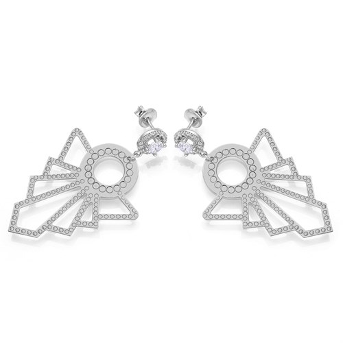 Bông Tai Bạc Nữ Đính Đá Mạ Vàng Trắng AvaJi AVJ.E000101.00 Màu Bạc