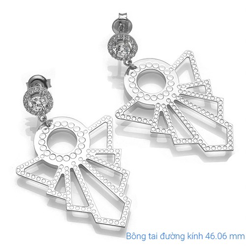 Bông Tai Bạc Nữ Đính Đá Mạ Vàng Trắng AvaJi AVJ.E000101.00 Màu Bạc