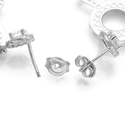 Bông Tai Bạc Nữ Đính Đá Mạ Vàng Trắng AvaJi AVJ.E000101.00 Màu Bạc