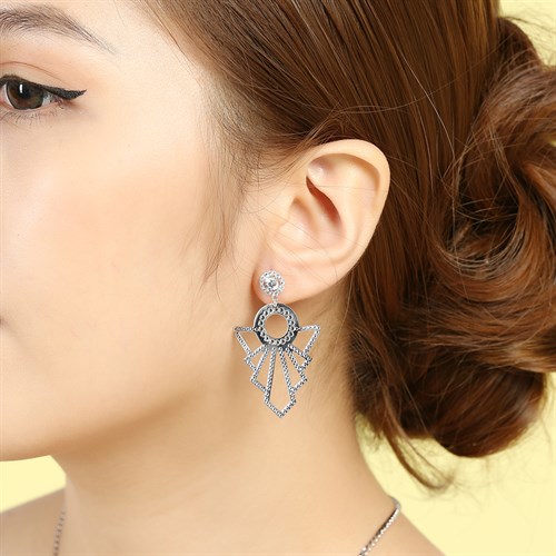 Bông Tai Bạc Nữ Đính Đá Mạ Vàng Trắng AvaJi AVJ.E000101.00 Màu Bạc