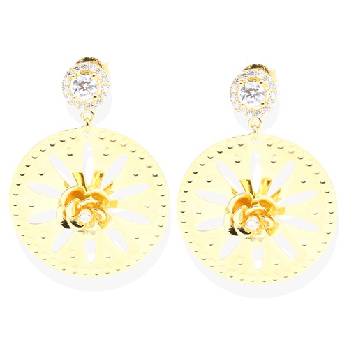 Bông Tai Bạc Nữ Đính Đá Mạ Vàng 18K AvaJi AVJ.E000102.00 Màu Vàng