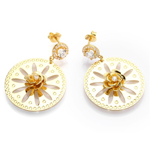 Bông Tai Bạc Nữ Đính Đá Mạ Vàng 18K AvaJi AVJ.E000102.00 Màu Vàng