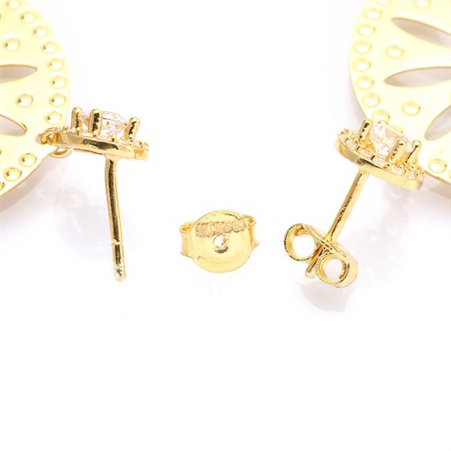 Bông Tai Bạc Nữ Đính Đá Mạ Vàng 18K AvaJi AVJ.E000102.00 Màu Vàng