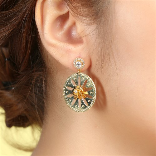 Bông Tai Bạc Nữ Đính Đá Mạ Vàng 18K AvaJi AVJ.E000102.00 Màu Vàng