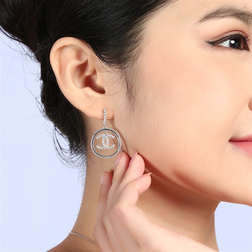 Bông Tai Bạc Nữ Đính Đá Mạ Vàng Trắng AvaJi AVJ.E000105.00 Màu Bạc