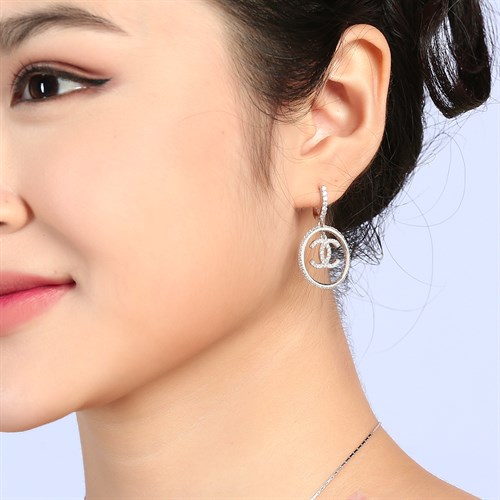 Bông Tai Bạc Nữ Đính Đá Mạ Vàng Trắng AvaJi AVJ.E000105.00 Màu Bạc