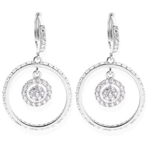 Bông Tai Bạc Nữ Đính Đá Mạ Vàng Trắng AvaJi AVJ.E000106.00 Màu Bạc