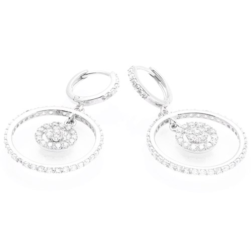 Bông Tai Bạc Nữ Đính Đá Mạ Vàng Trắng AvaJi AVJ.E000106.00 Màu Bạc