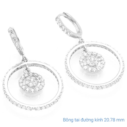 Bông Tai Bạc Nữ Đính Đá Mạ Vàng Trắng AvaJi AVJ.E000106.00 Màu Bạc