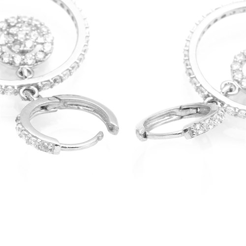 Bông Tai Bạc Nữ Đính Đá Mạ Vàng Trắng AvaJi AVJ.E000106.00 Màu Bạc