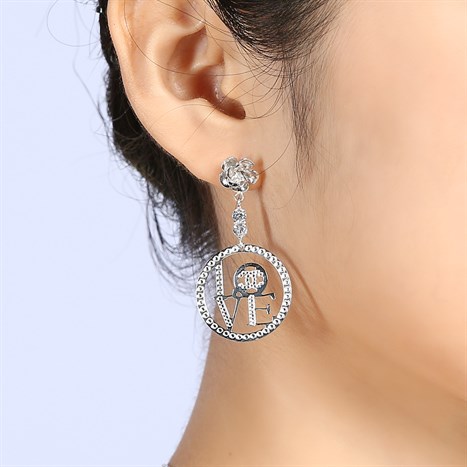 Bông Tai Bạc Nữ Đính Đá Mạ Vàng Trắng AvaJi AVJ.E000107.00 Màu Bạc