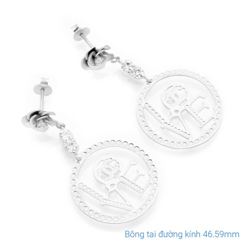 Bông Tai Bạc Nữ Đính Đá Mạ Vàng Trắng AvaJi AVJ.E000107.00 Màu Bạc