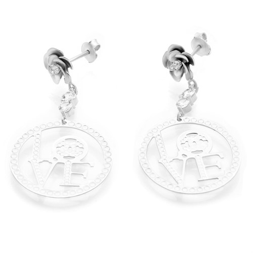 Bông Tai Bạc Nữ Đính Đá Mạ Vàng Trắng AvaJi AVJ.E000107.00 Màu Bạc