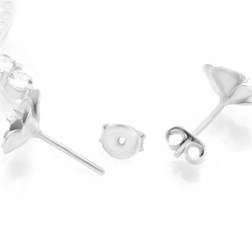 Bông Tai Bạc Nữ Đính Đá Mạ Vàng Trắng AvaJi AVJ.E000107.00 Màu Bạc