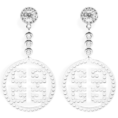 Bông Tai Bạc Nữ Đính Đá Mạ Vàng Trắng AvaJi AVJ.E000108.00 Màu Bạc