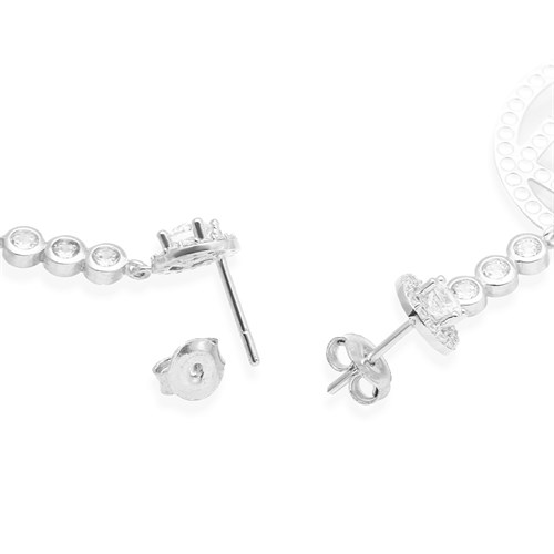 Bông Tai Bạc Nữ Đính Đá Mạ Vàng Trắng AvaJi AVJ.E000108.00 Màu Bạc