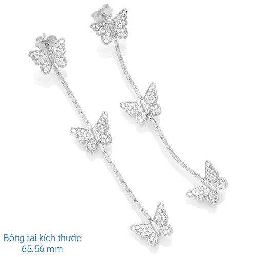 Bông Tai Bạc Nữ Đính Đá Mạ Vàng Trắng AvaJi AVJ.E000111.00 Màu Bạc