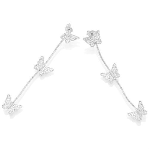 Bông Tai Bạc Nữ Đính Đá Mạ Vàng Trắng AvaJi AVJ.E000111.00 Màu Bạc