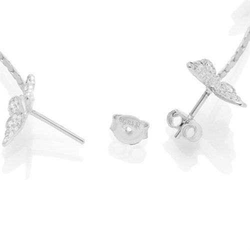 Bông Tai Bạc Nữ Đính Đá Mạ Vàng Trắng AvaJi AVJ.E000111.00 Màu Bạc