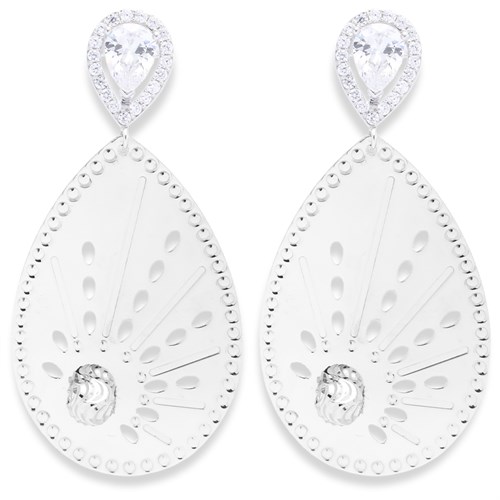 Bông Tai Bạc Nữ Đính Đá Mạ Vàng Trắng AvaJi AVJ.E000115.00 Màu Bạc