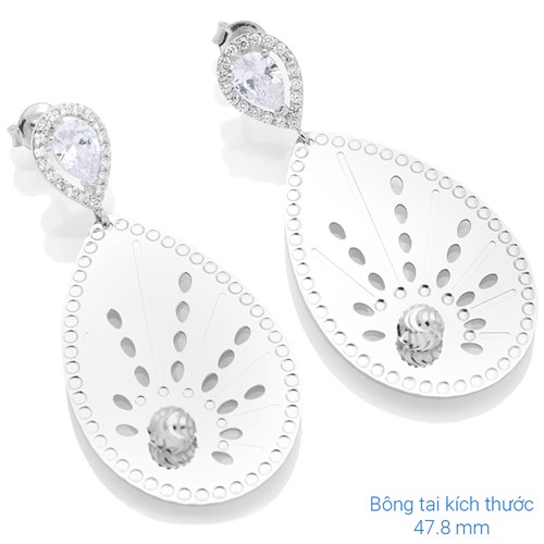Bông Tai Bạc Nữ Đính Đá Mạ Vàng Trắng AvaJi AVJ.E000115.00 Màu Bạc