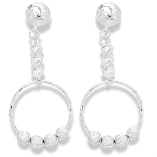 Bông Tai Bạc Nữ Đính Đá Mạ Vàng Trắng AvaJi AVJ.E000116.00 Màu Bạc