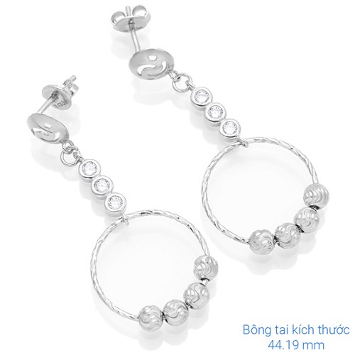 Bông Tai Bạc Nữ Đính Đá Mạ Vàng Trắng AvaJi AVJ.E000116.00 Màu Bạc