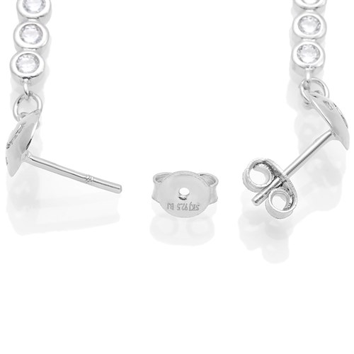 Bông Tai Bạc Nữ Đính Đá Mạ Vàng Trắng AvaJi AVJ.E000116.00 Màu Bạc