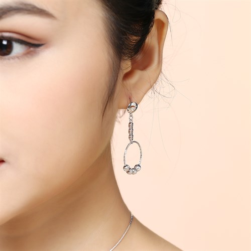 Bông Tai Bạc Nữ Đính Đá Mạ Vàng Trắng AvaJi AVJ.E000116.00 Màu Bạc