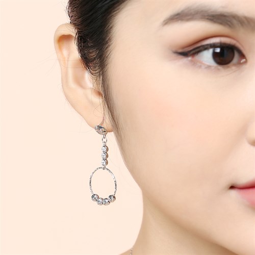 Bông Tai Bạc Nữ Đính Đá Mạ Vàng Trắng AvaJi AVJ.E000116.00 Màu Bạc