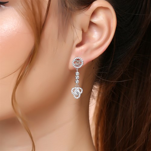 Bông Tai Bạc Nữ Đính Đá Mạ Vàng Trắng AvaJi AVJ.E000123.00 Màu Bạc