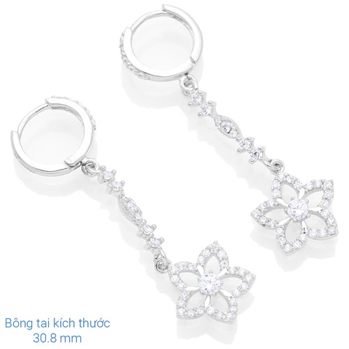 Bông Tai Bạc Nữ Đính Đá Mạ Vàng Trắng AvaJi AVJ.E000127.00 Màu Bạc