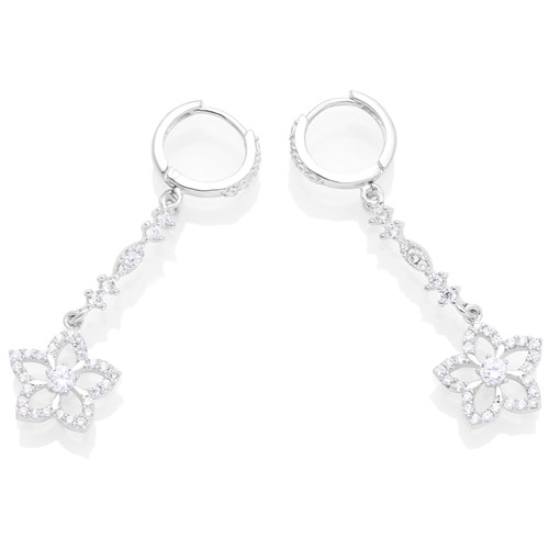 Bông Tai Bạc Nữ Đính Đá Mạ Vàng Trắng AvaJi AVJ.E000127.00 Màu Bạc