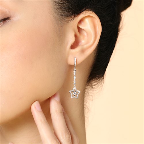 Bông Tai Bạc Nữ Đính Đá Mạ Vàng Trắng AvaJi AVJ.E000127.00 Màu Bạc