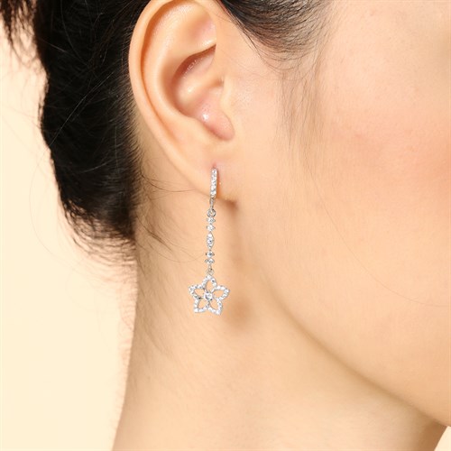 Bông Tai Bạc Nữ Đính Đá Mạ Vàng Trắng AvaJi AVJ.E000127.00 Màu Bạc