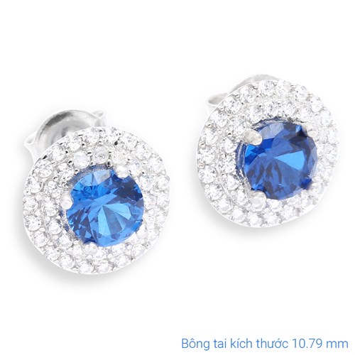 Bông Tai Bạc Nữ Đính Đá Mạ Vàng Trắng AvaJi AVJ.E000130.00 Màu Bạc