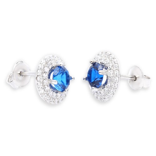 Bông Tai Bạc Nữ Đính Đá Mạ Vàng Trắng AvaJi AVJ.E000130.00 Màu Bạc