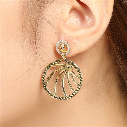 Bông Tai Bạc Nữ Đính Đá Mạ Vàng 18K AvaJi AVJ.E000131.00 Màu Vàng