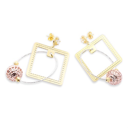 Bông Tai Bạc Nữ Đính Đá Mạ Vàng 18K AvaJi AVJ.E000134.00 Màu Vàng