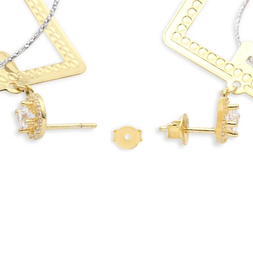 Bông Tai Bạc Nữ Đính Đá Mạ Vàng 18K AvaJi AVJ.E000134.00 Màu Vàng