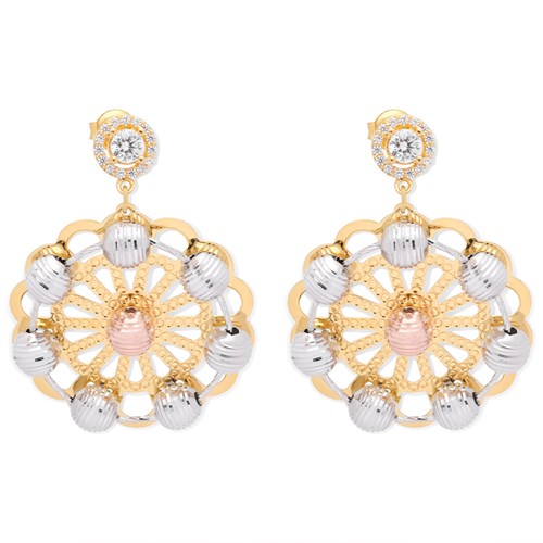 Bông Tai Bạc Nữ Đính Đá Mạ Vàng 18K AvaJi AVJ.E000135.00 Màu Vàng