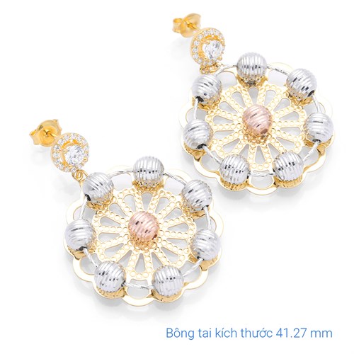 Bông Tai Bạc Nữ Đính Đá Mạ Vàng 18K AvaJi AVJ.E000135.00 Màu Vàng