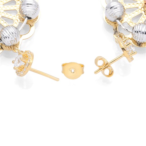 Bông Tai Bạc Nữ Đính Đá Mạ Vàng 18K AvaJi AVJ.E000135.00 Màu Vàng