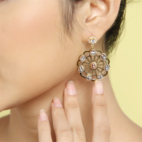 Bông Tai Bạc Nữ Đính Đá Mạ Vàng 18K AvaJi AVJ.E000135.00 Màu Vàng