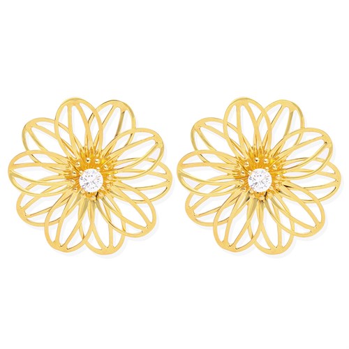 Bông Tai Bạc Nữ Đính Đá Mạ Vàng 18K AvaJi AVJ.E000136.00 Màu Vàng