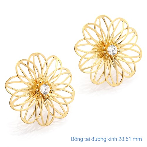 Bông Tai Bạc Nữ Đính Đá Mạ Vàng 18K AvaJi AVJ.E000136.00 Màu Vàng