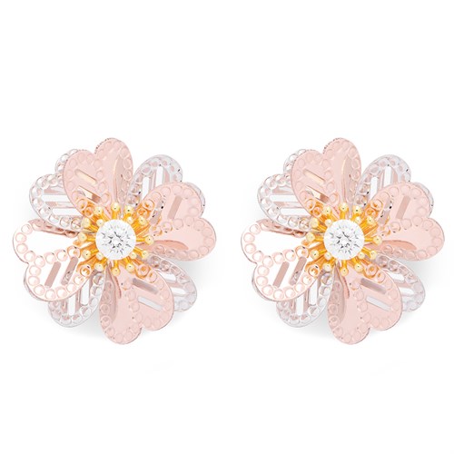 Bông Tai Bạc Nữ Đính Đá Mạ Vàng 18K AvaJi AVJ.E000137.00 Màu Vàng