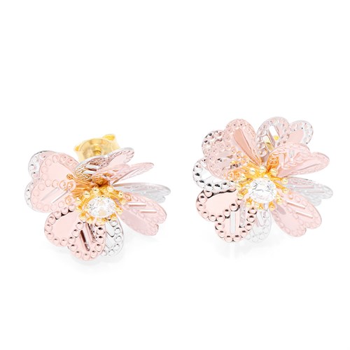 Bông Tai Bạc Nữ Đính Đá Mạ Vàng 18K AvaJi AVJ.E000137.00 Màu Vàng